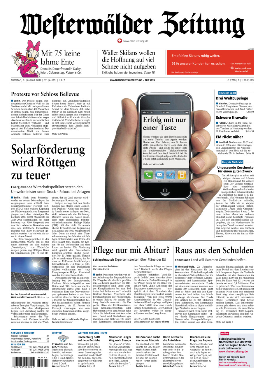 Westerwälder Zeitung vom Montag, 09.01.2012