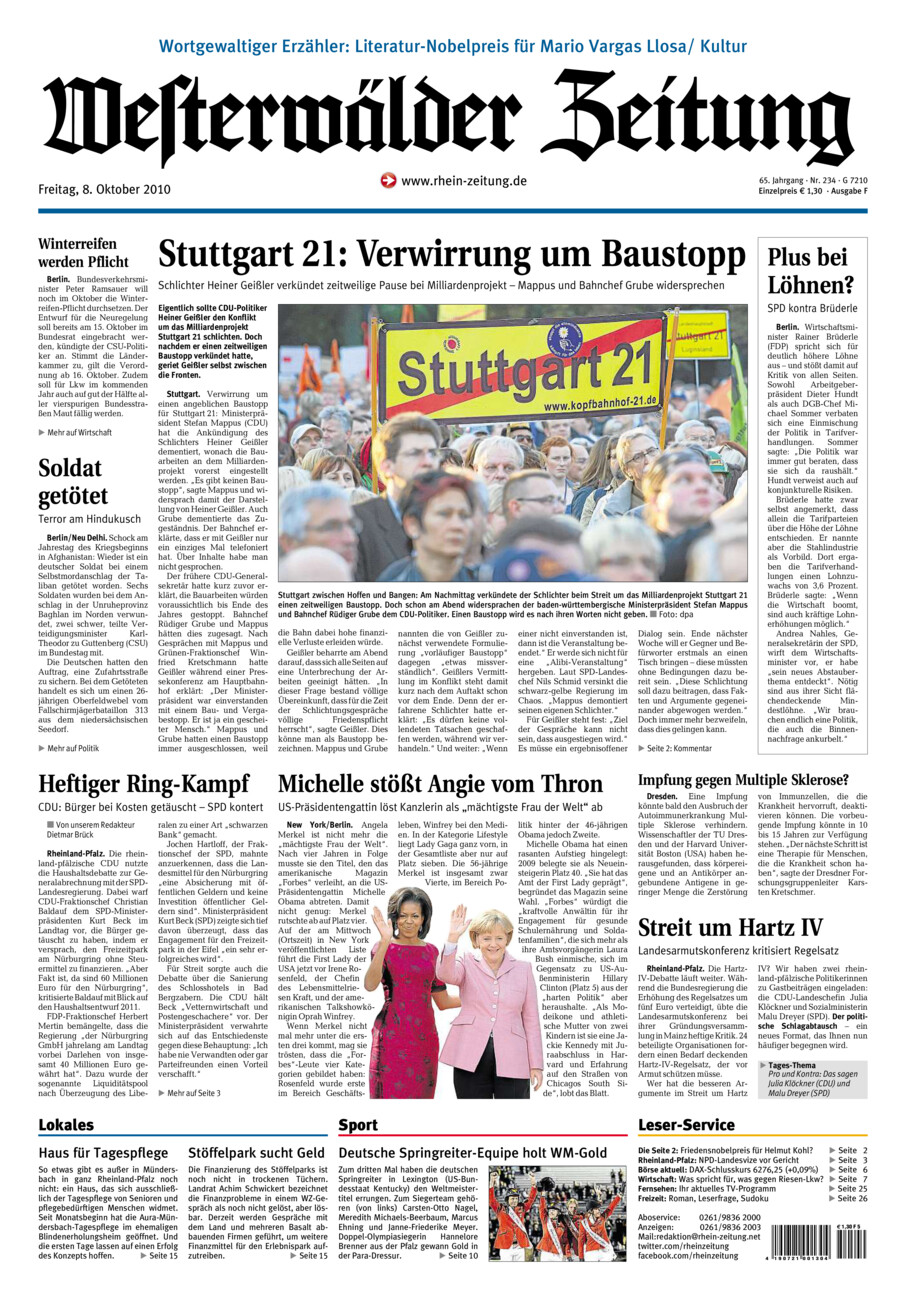 Westerwälder Zeitung vom Freitag, 08.10.2010