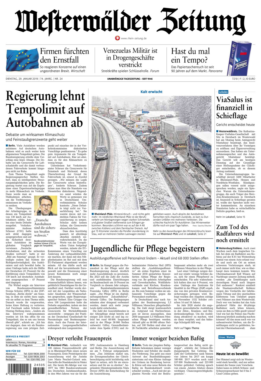 Westerwälder Zeitung vom Dienstag, 29.01.2019