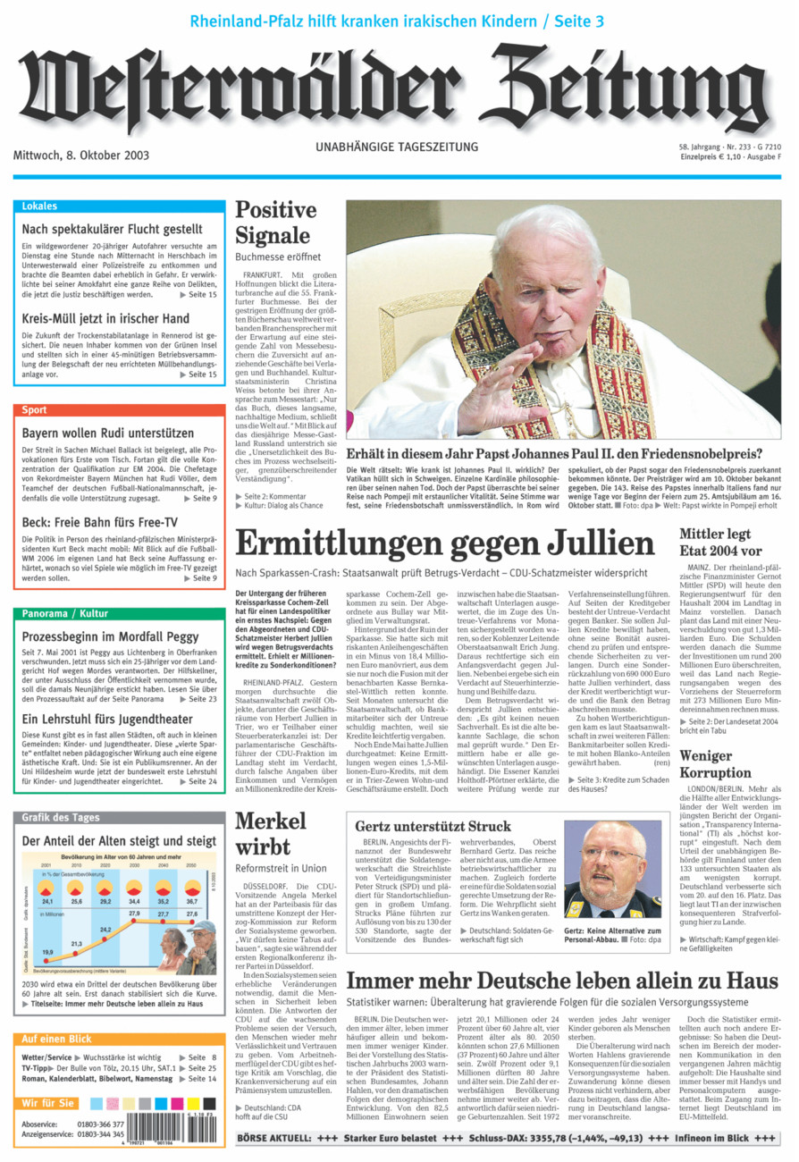Westerwälder Zeitung vom Mittwoch, 08.10.2003