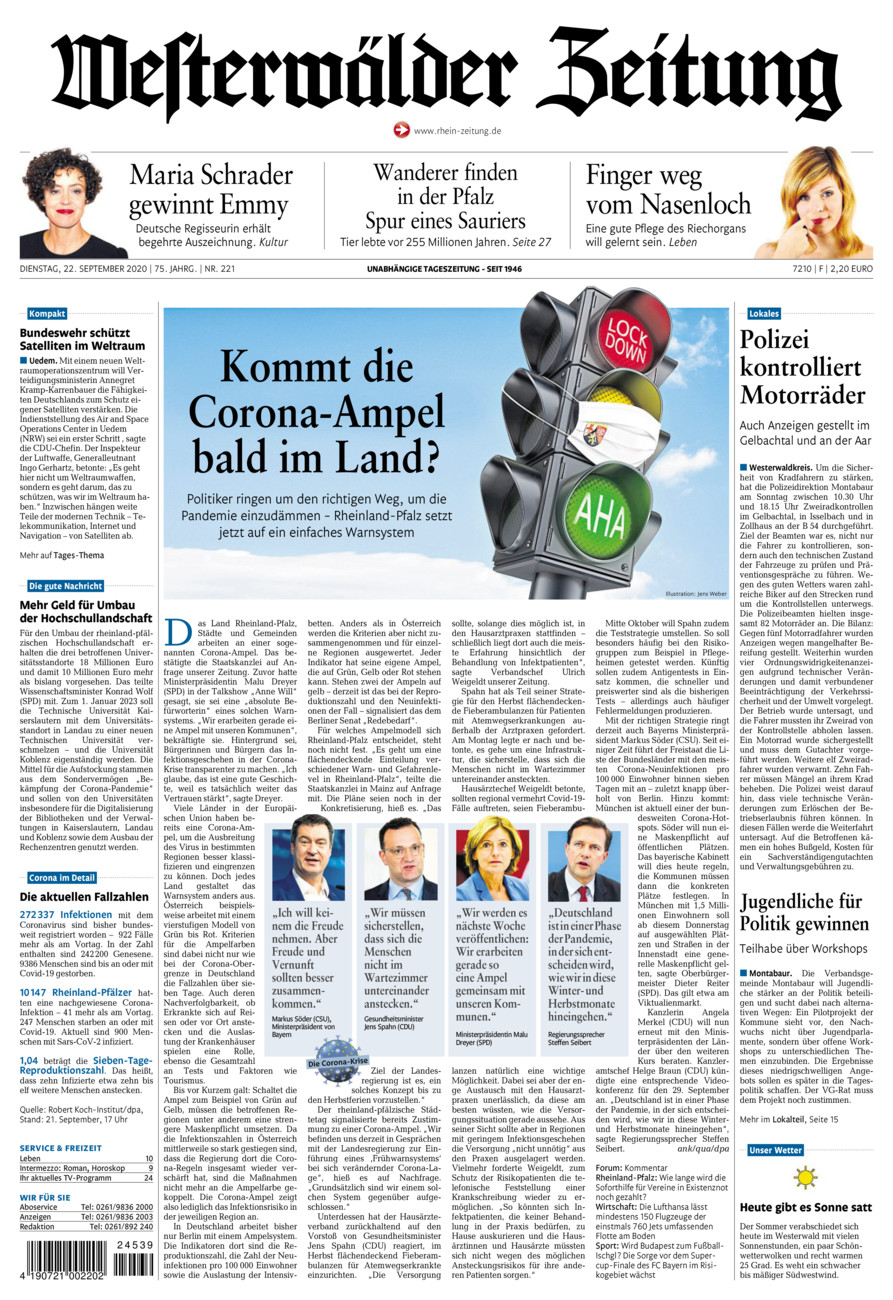 Westerwälder Zeitung vom Dienstag, 22.09.2020