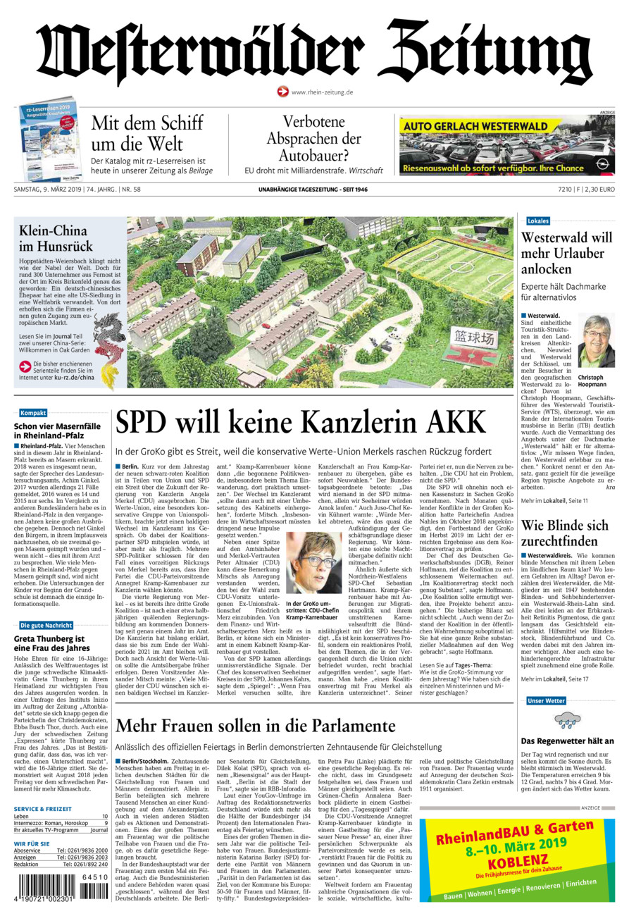 Westerwälder Zeitung vom Samstag, 09.03.2019