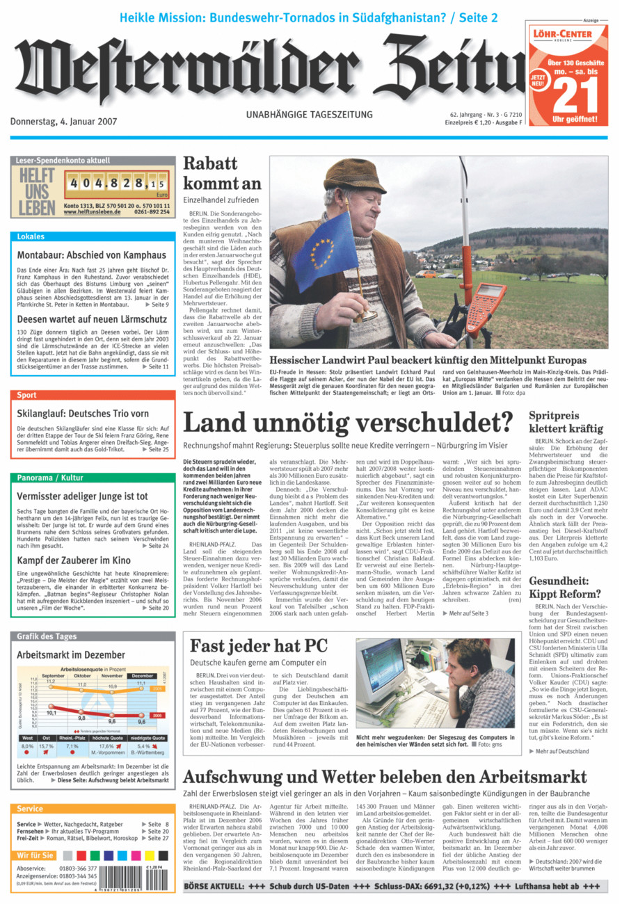 Westerwälder Zeitung vom Donnerstag, 04.01.2007