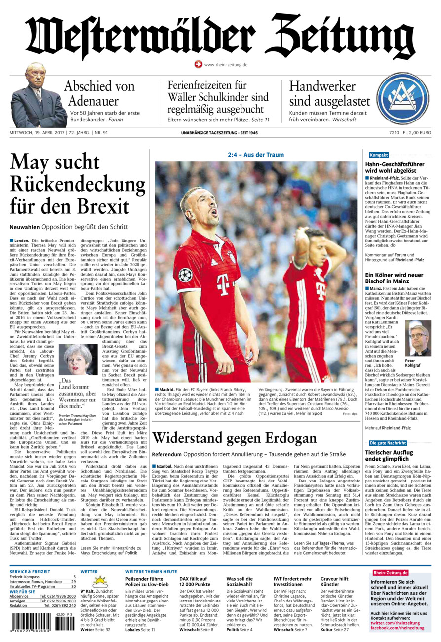 Westerwälder Zeitung vom Mittwoch, 19.04.2017