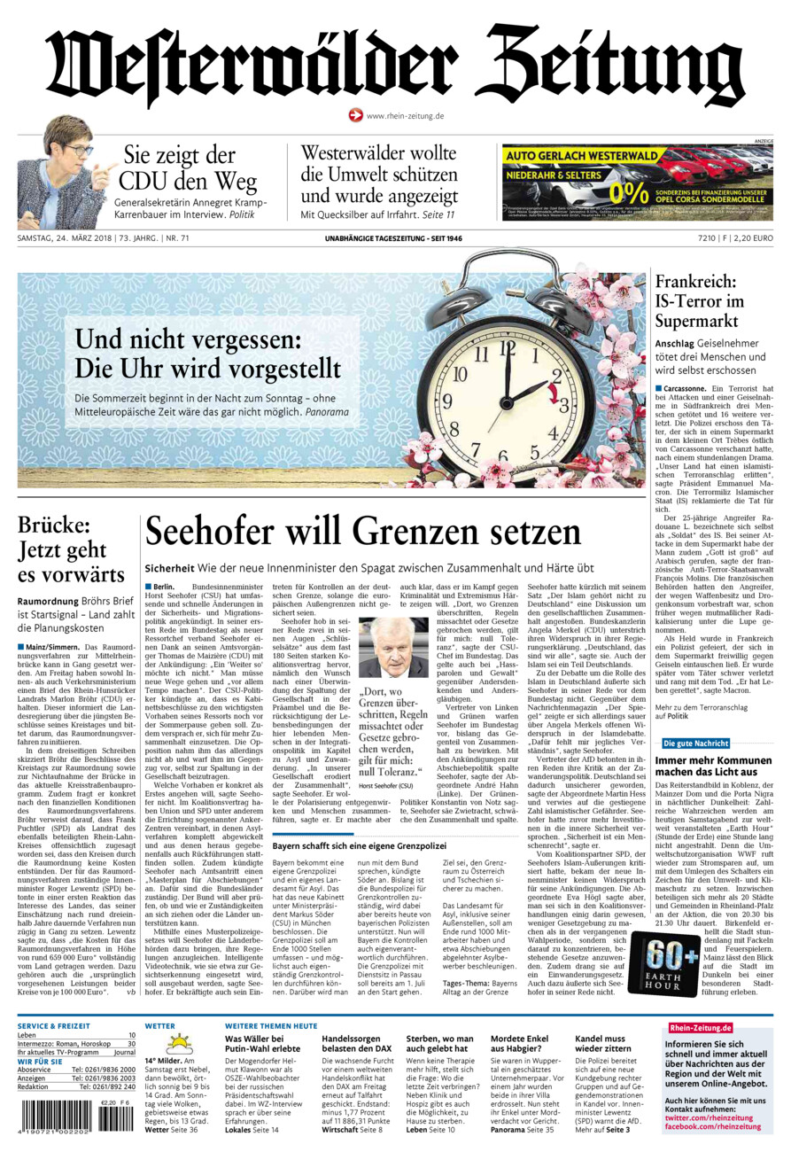 Westerwälder Zeitung vom Samstag, 24.03.2018