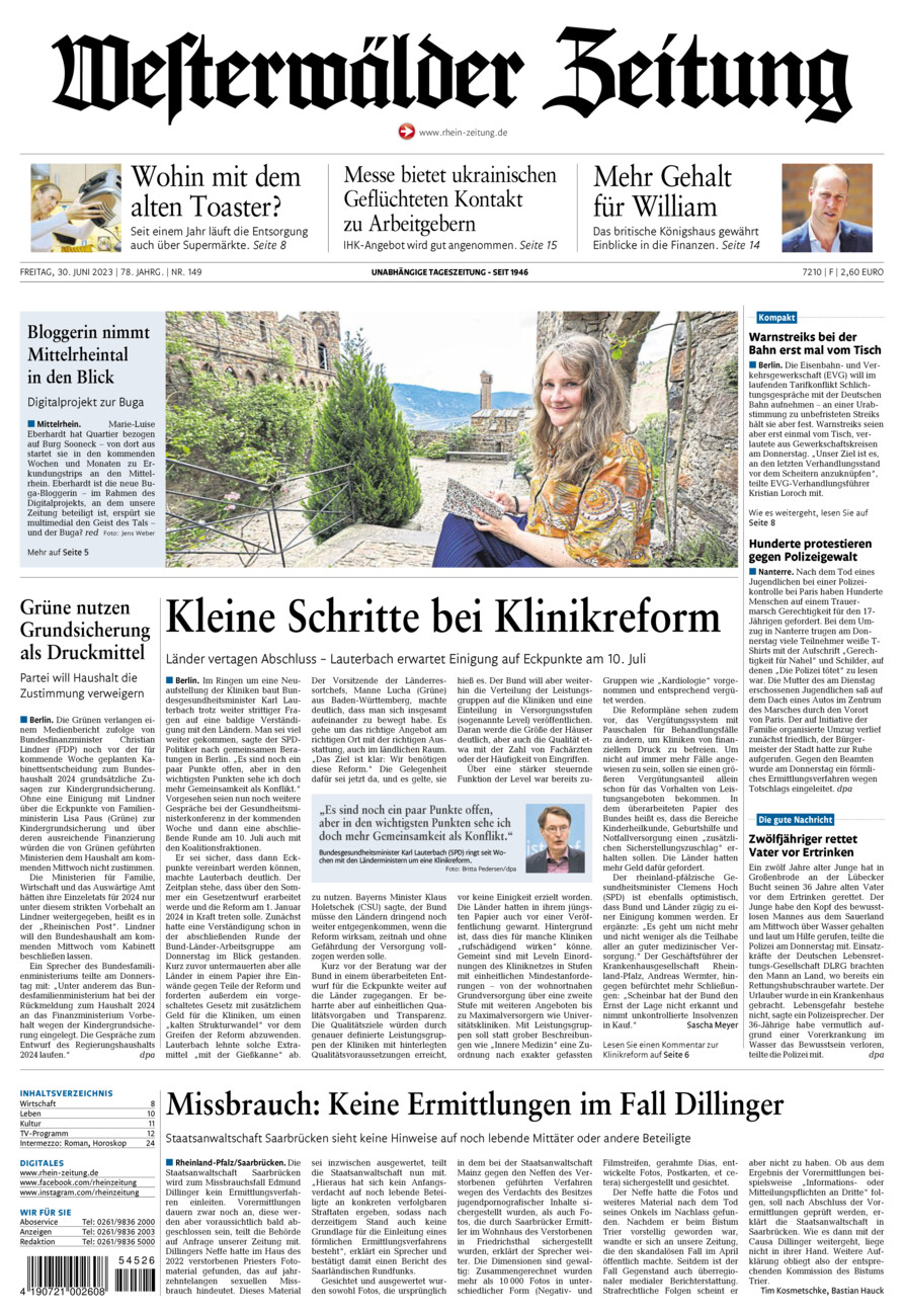 Westerwälder Zeitung vom Freitag, 30.06.2023