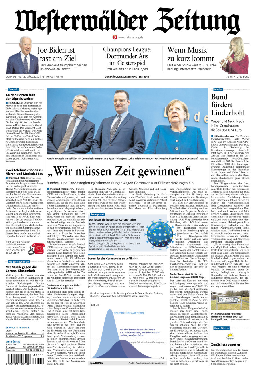 Westerwälder Zeitung vom Donnerstag, 12.03.2020