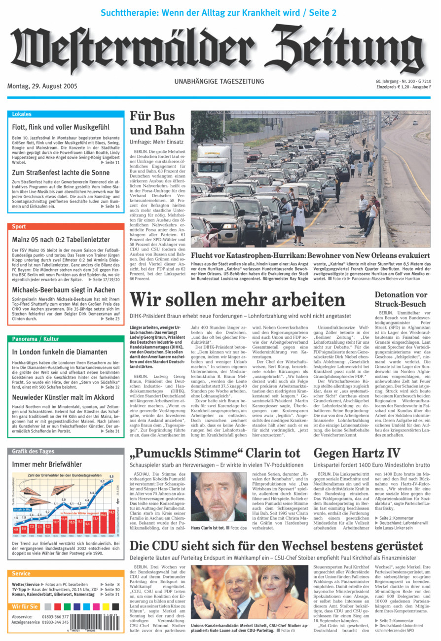 Westerwälder Zeitung vom Montag, 29.08.2005