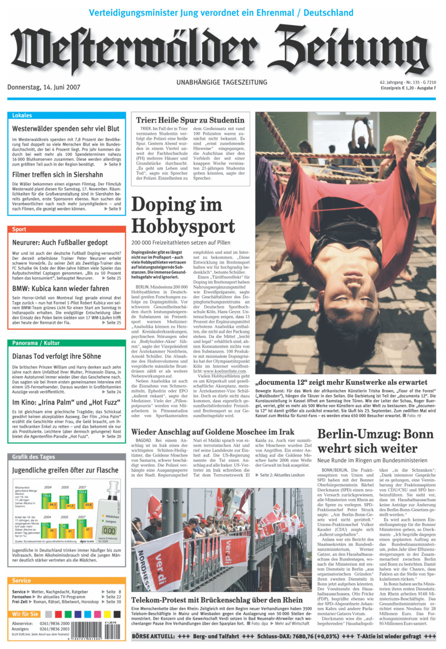 Westerwälder Zeitung vom Donnerstag, 14.06.2007