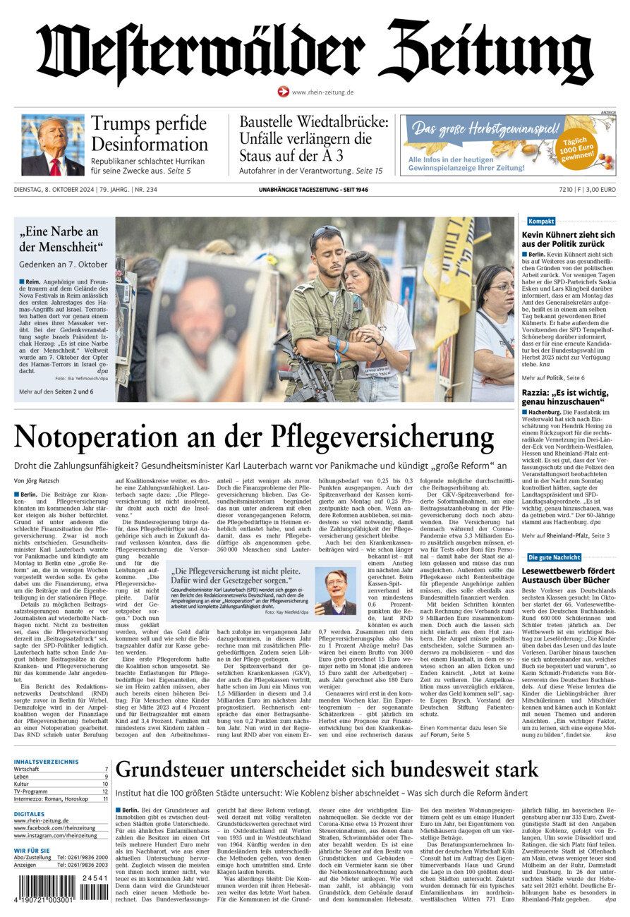 Westerwälder Zeitung vom Dienstag, 08.10.2024