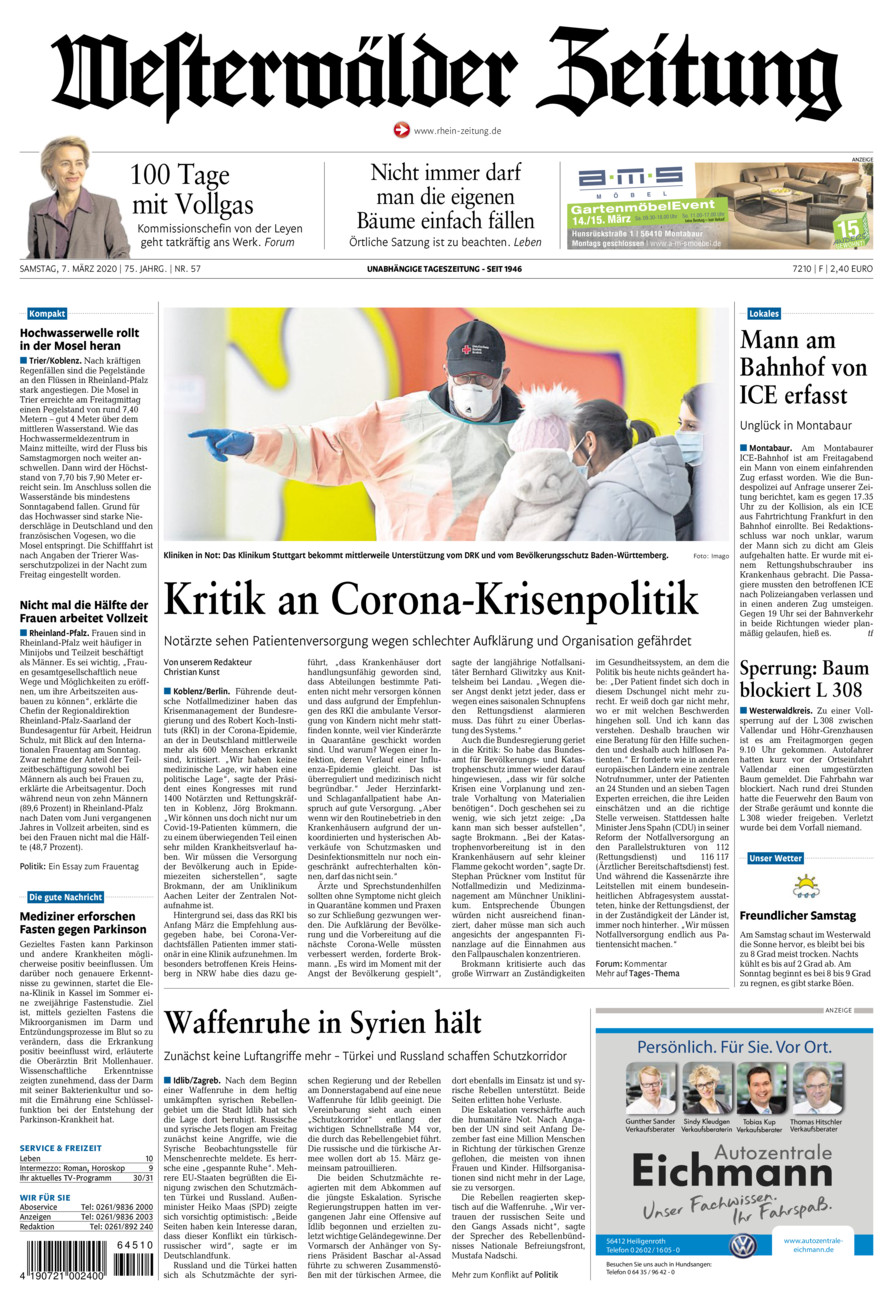 Westerwälder Zeitung vom Samstag, 07.03.2020