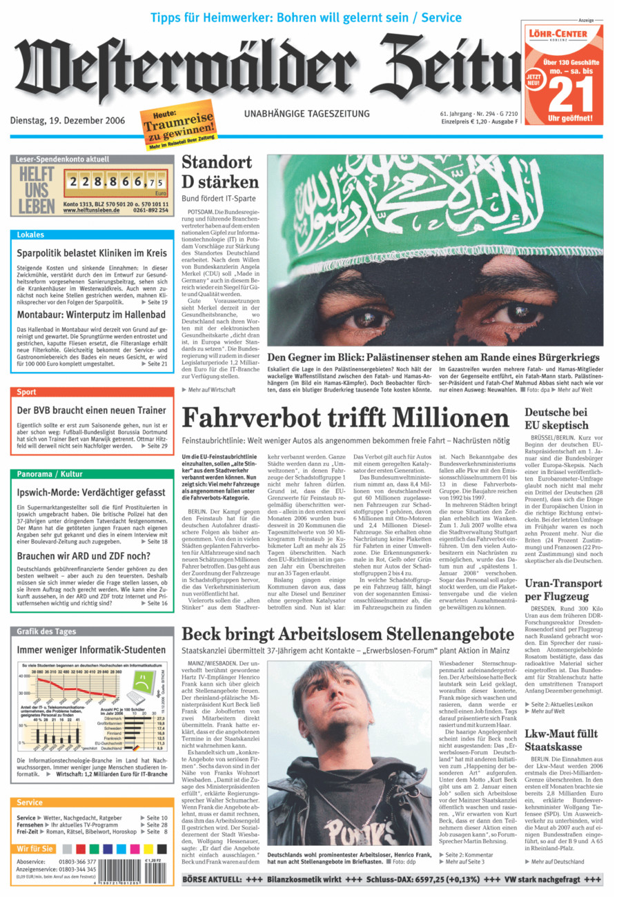 Westerwälder Zeitung vom Dienstag, 19.12.2006