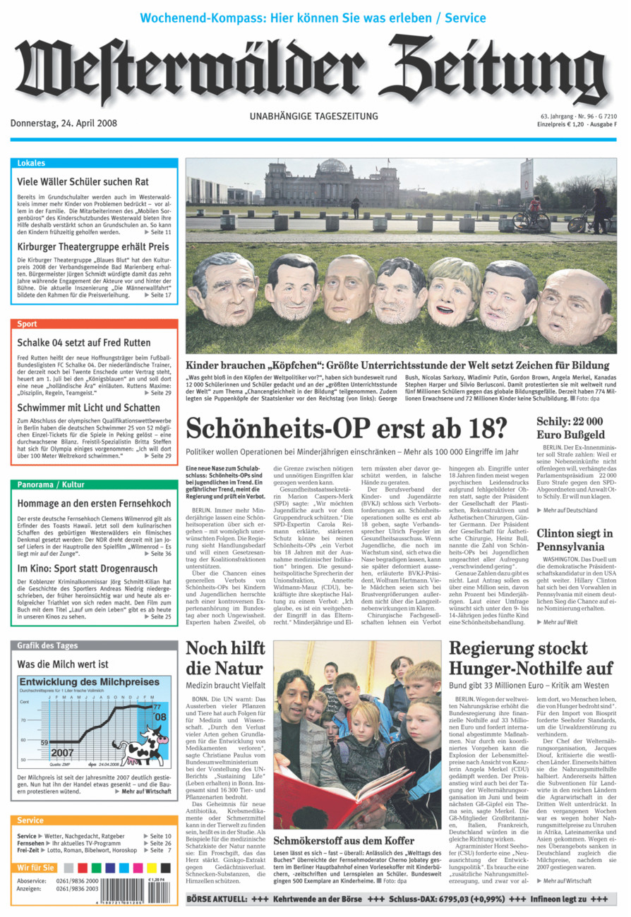 Westerwälder Zeitung vom Donnerstag, 24.04.2008