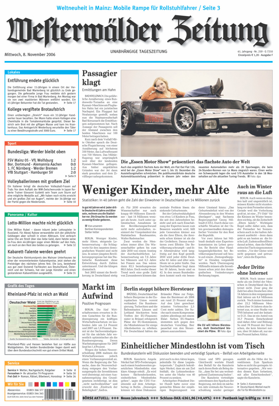 Westerwälder Zeitung vom Mittwoch, 08.11.2006