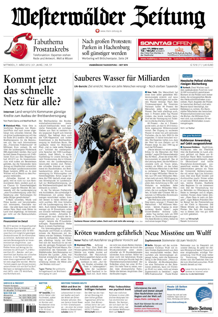 Westerwälder Zeitung vom Mittwoch, 07.03.2012