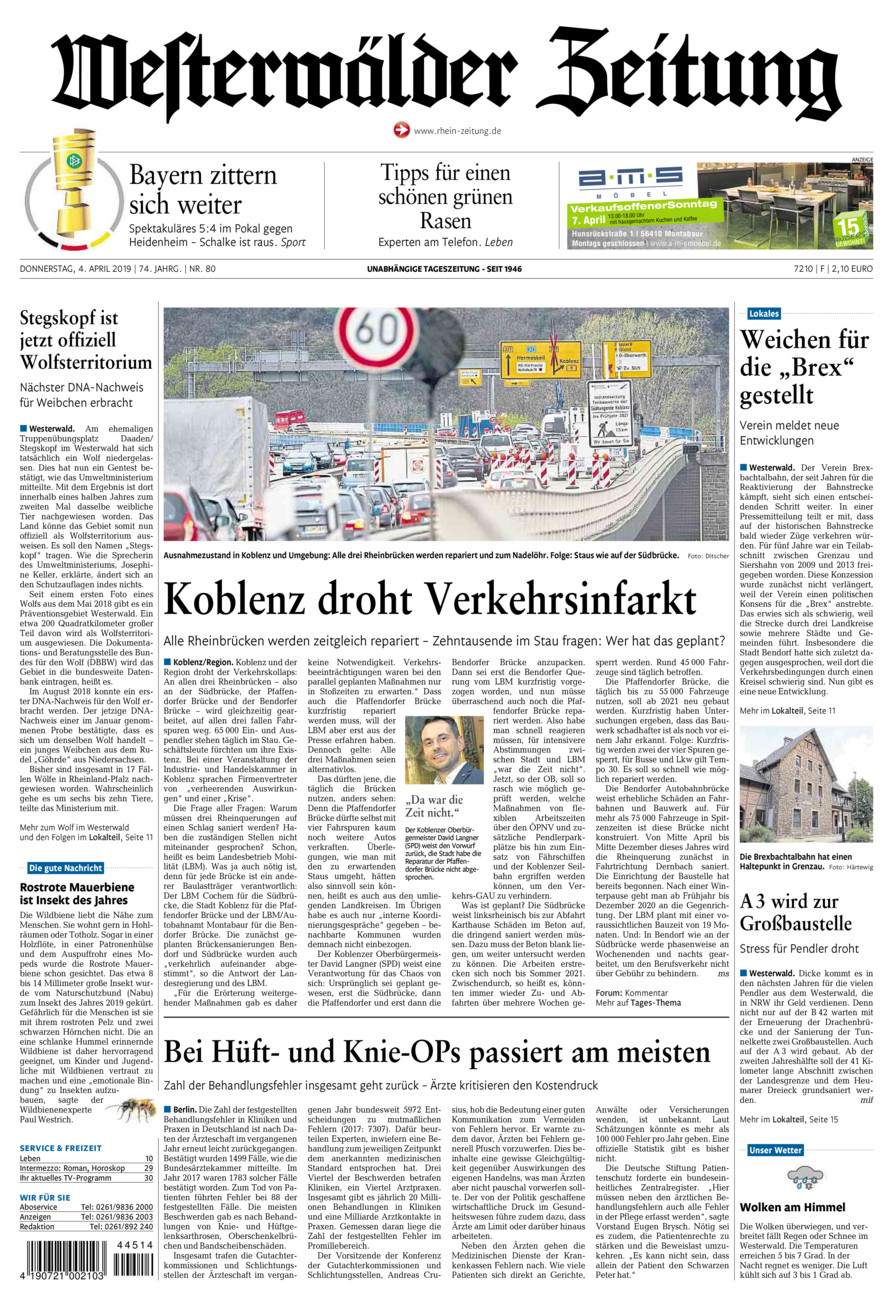 Westerwälder Zeitung vom Donnerstag, 04.04.2019