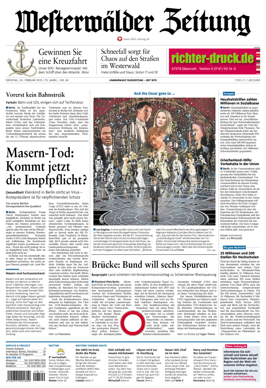 Westerwälder Zeitung vom Dienstag, 24.02.2015