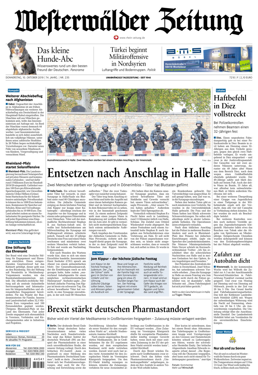 Westerwälder Zeitung vom Donnerstag, 10.10.2019