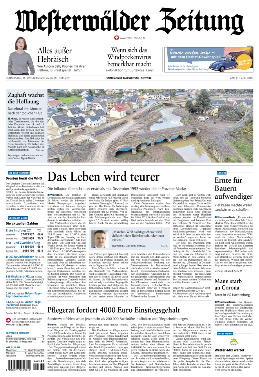 Westerwälder Zeitung vom Donnerstag, 14.10.2021
