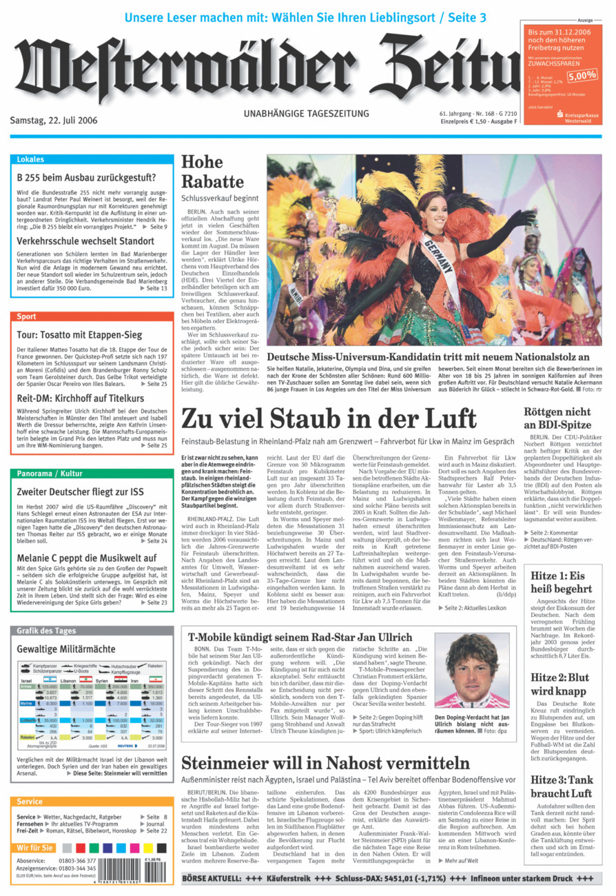 Westerwälder Zeitung vom Samstag, 22.07.2006