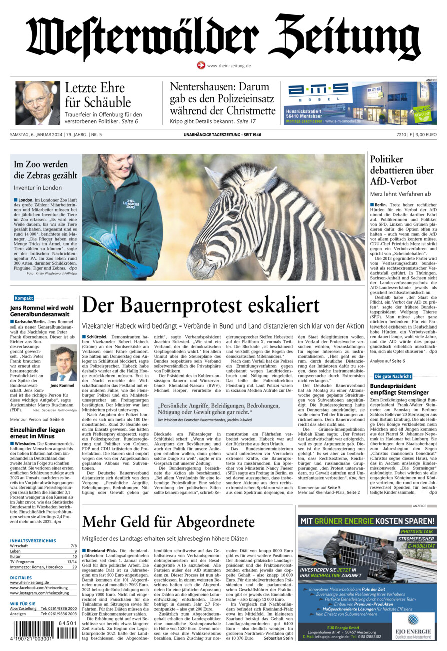 Westerwälder Zeitung vom Samstag, 06.01.2024