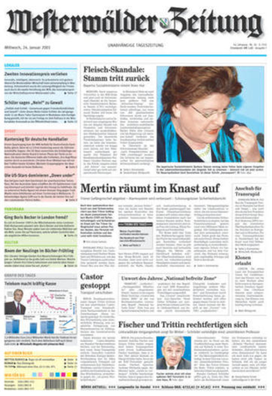 Westerwälder Zeitung vom Mittwoch, 24.01.2001