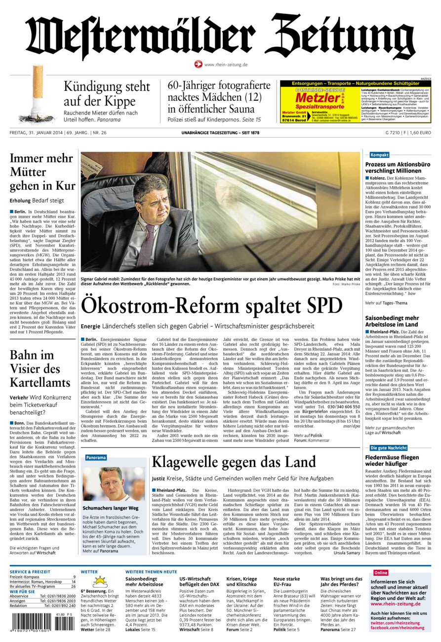 Westerwälder Zeitung vom Freitag, 31.01.2014