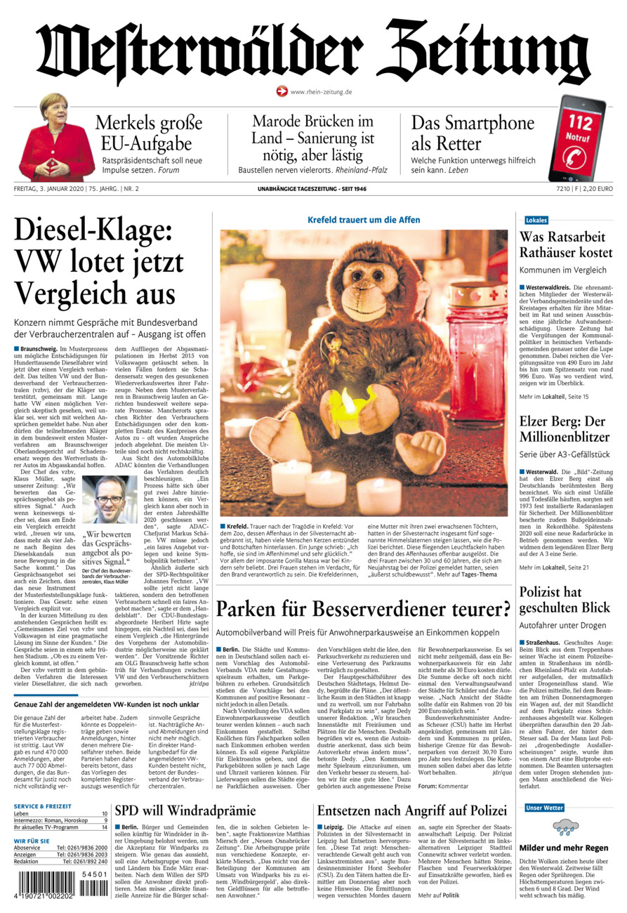 Westerwälder Zeitung vom Freitag, 03.01.2020