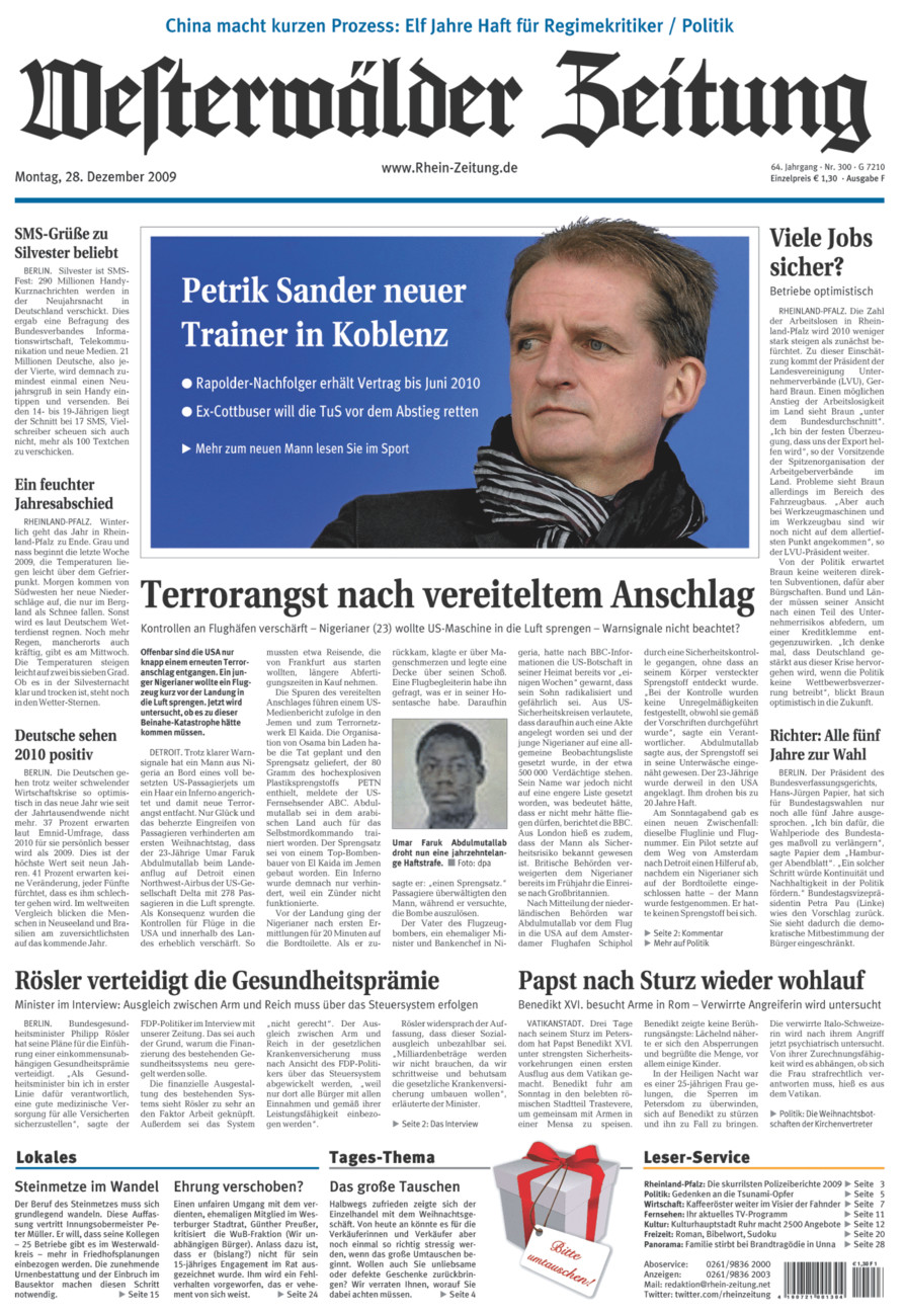 Westerwälder Zeitung vom Montag, 28.12.2009