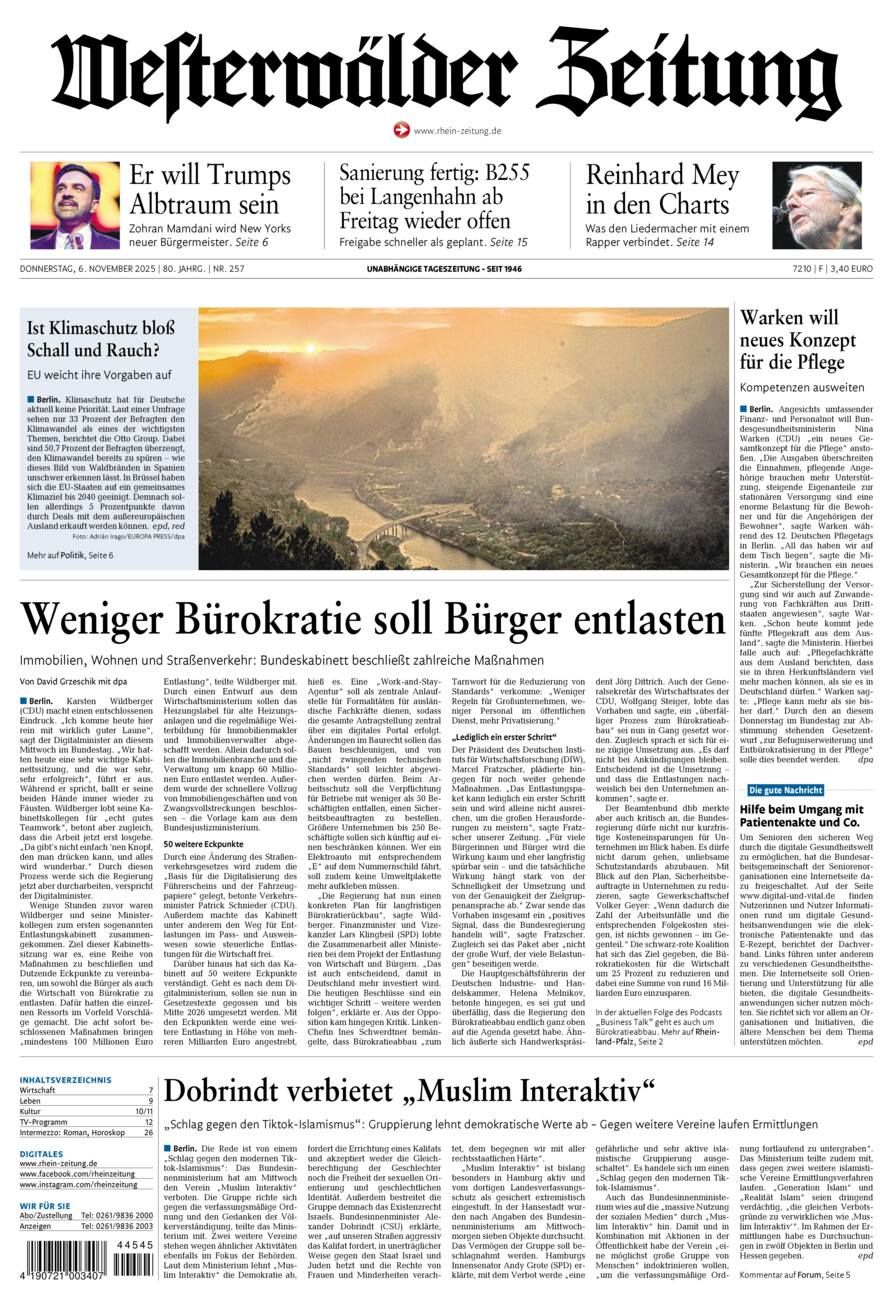 Westerwälder Zeitung vom Donnerstag, 06.11.2025