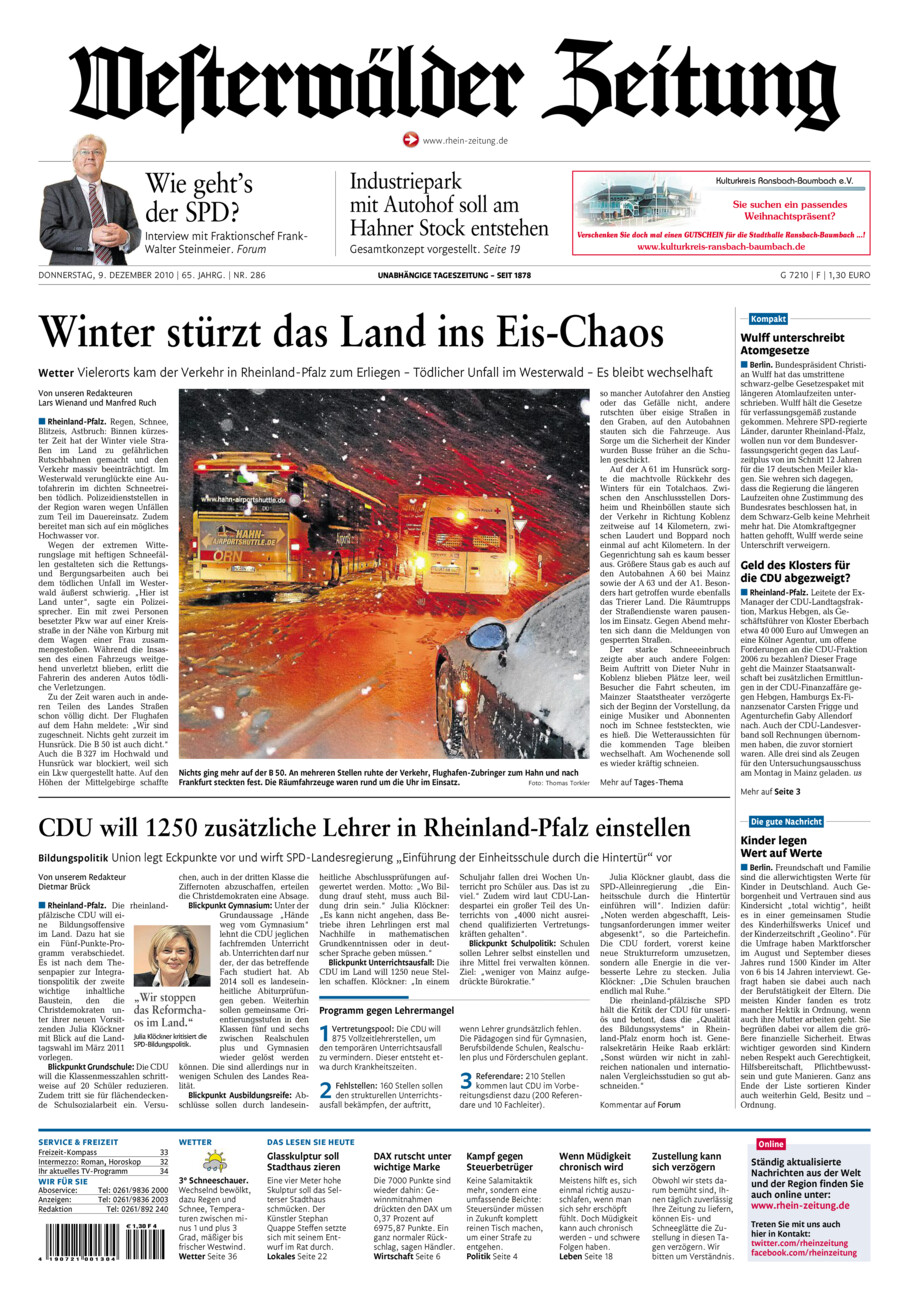 Westerwälder Zeitung vom Donnerstag, 09.12.2010