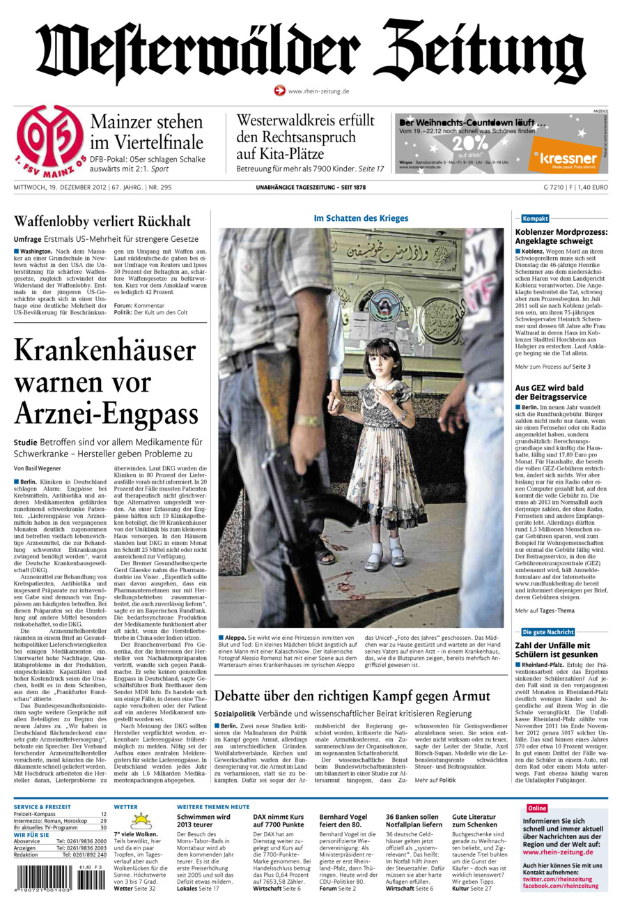 Westerwälder Zeitung vom Mittwoch, 19.12.2012