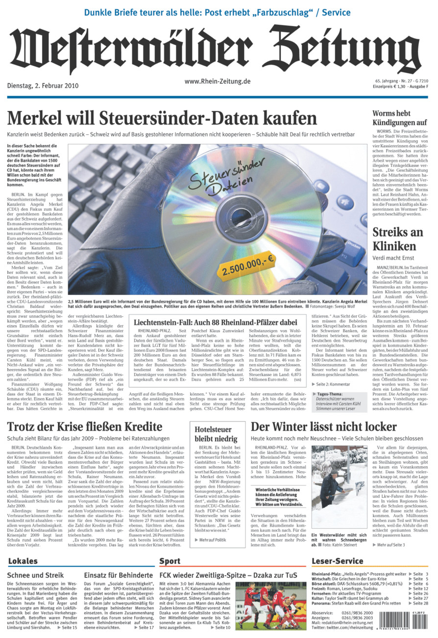 Westerwälder Zeitung vom Dienstag, 02.02.2010