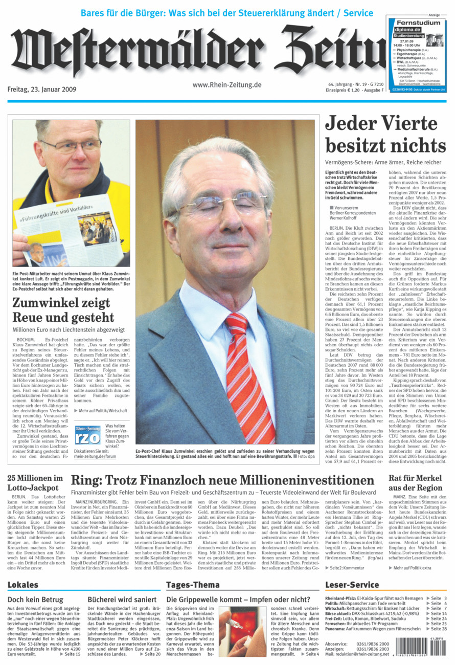Westerwälder Zeitung vom Freitag, 23.01.2009