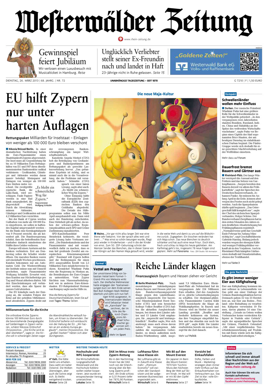 Westerwälder Zeitung vom Dienstag, 26.03.2013