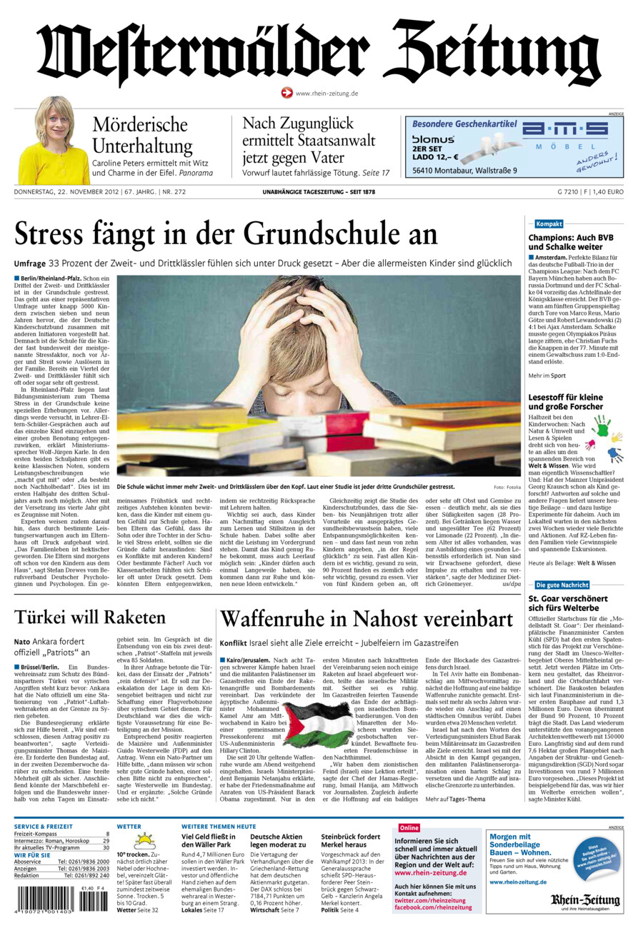 Westerwälder Zeitung vom Donnerstag, 22.11.2012