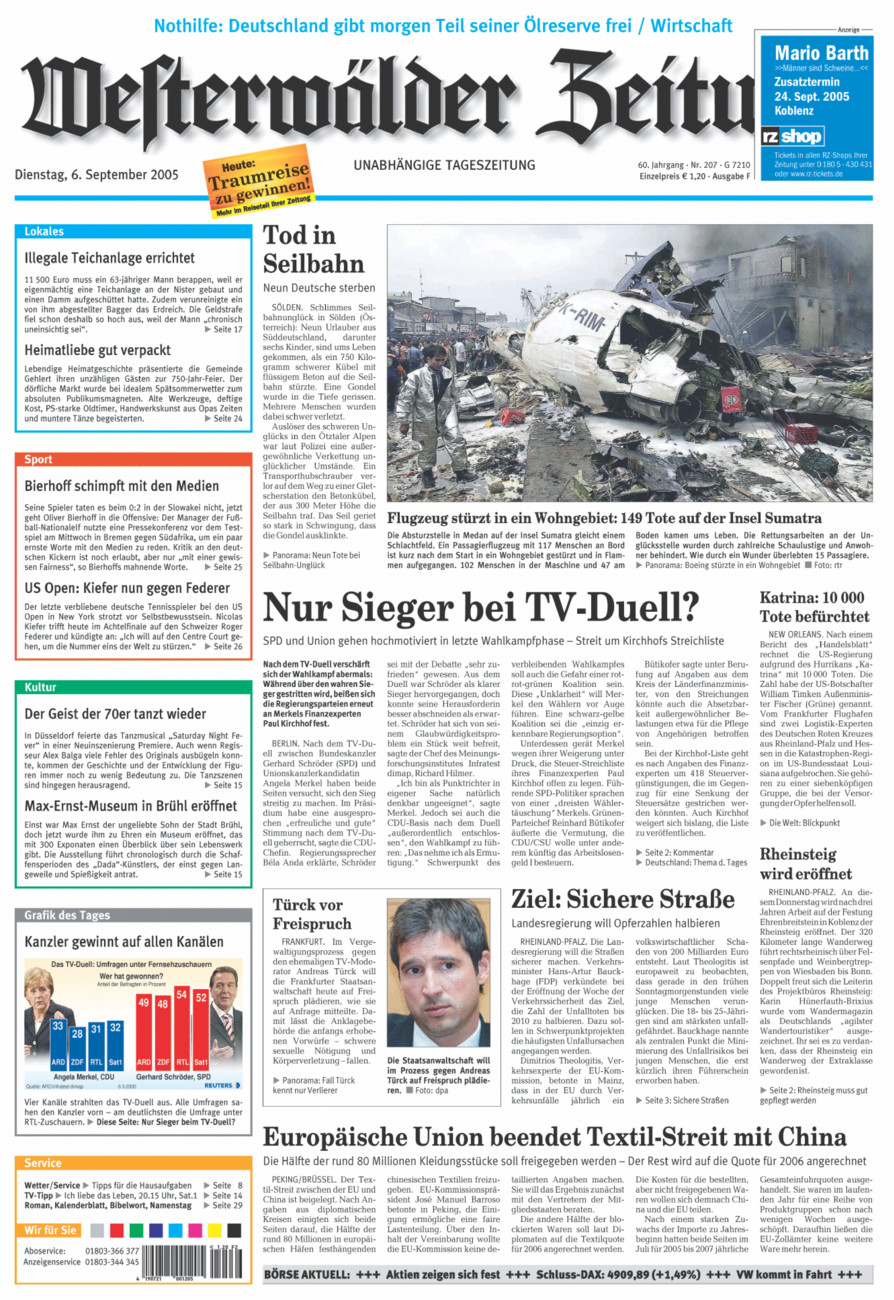 Westerwälder Zeitung vom Dienstag, 06.09.2005