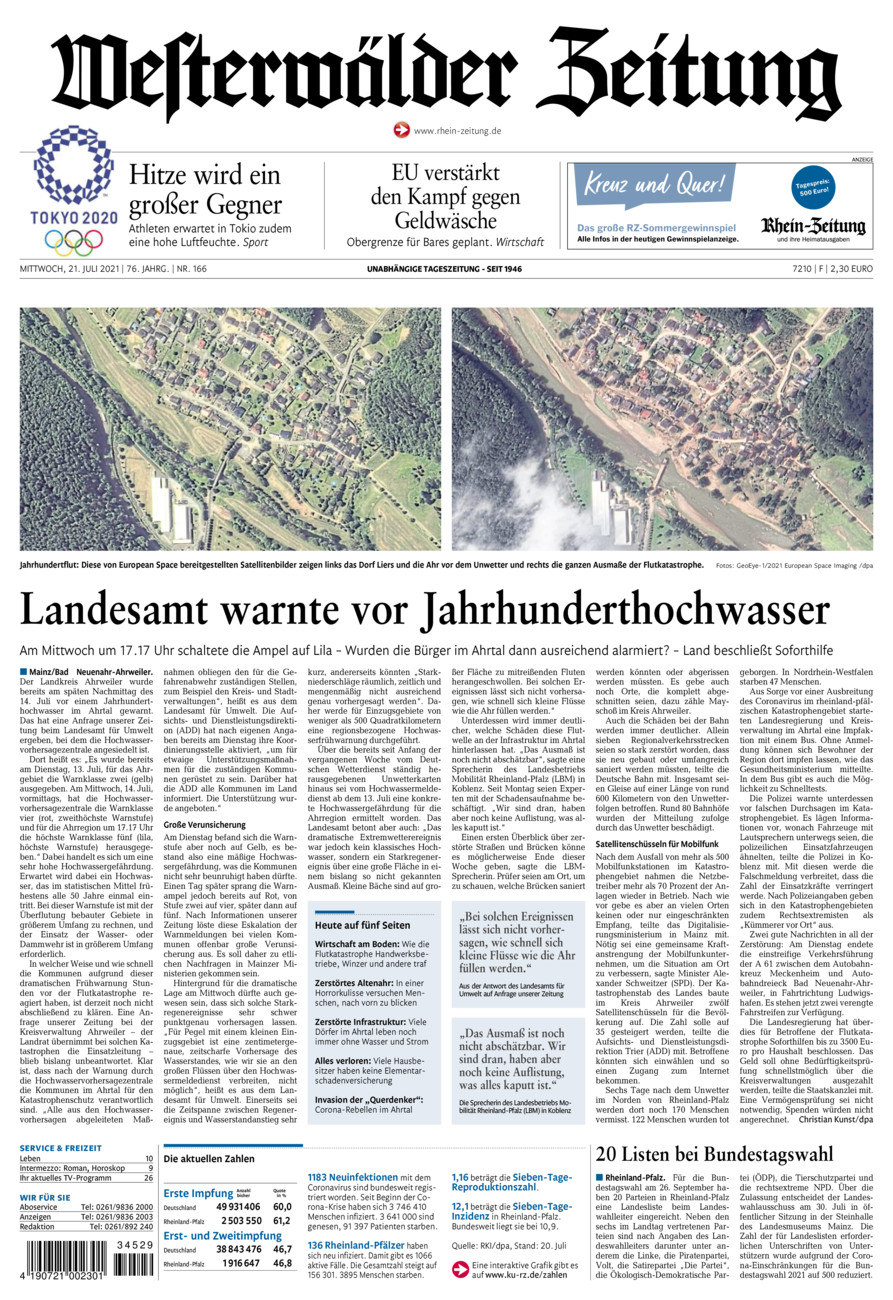 Westerwälder Zeitung vom Mittwoch, 21.07.2021