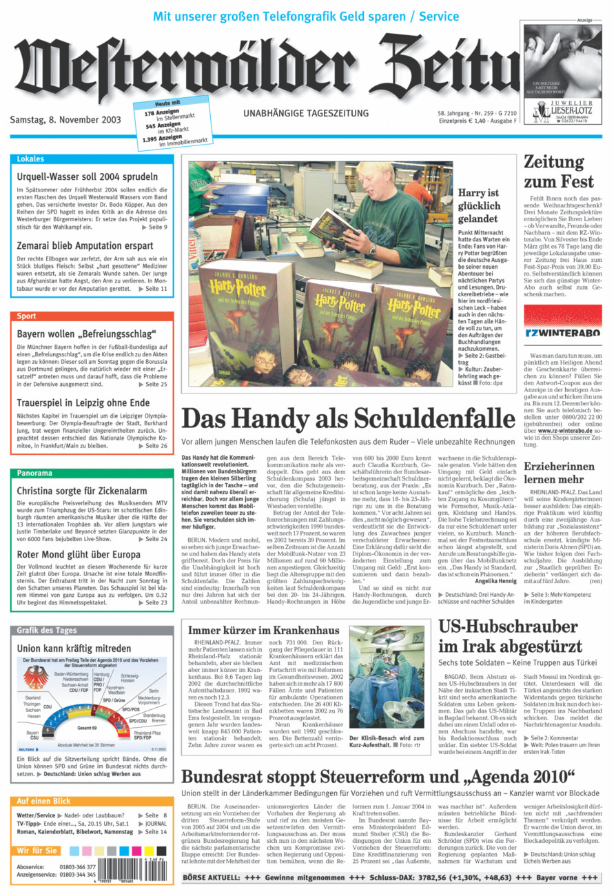 Westerwälder Zeitung vom Samstag, 08.11.2003