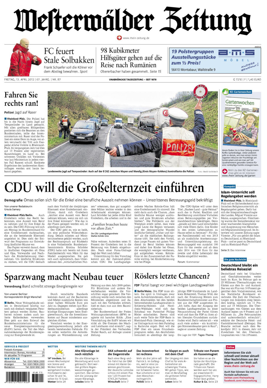 Westerwälder Zeitung vom Freitag, 13.04.2012