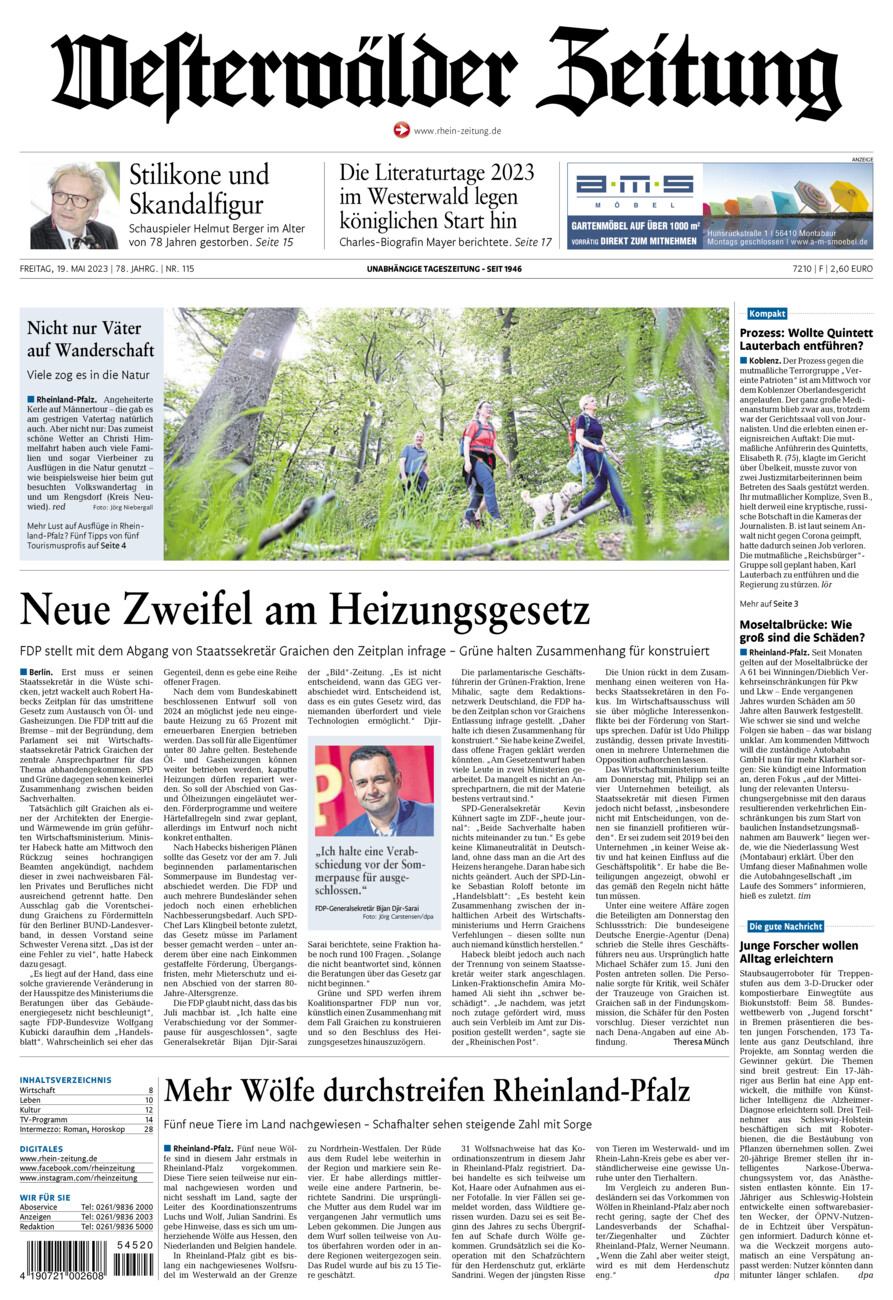 Westerwälder Zeitung vom Freitag, 19.05.2023