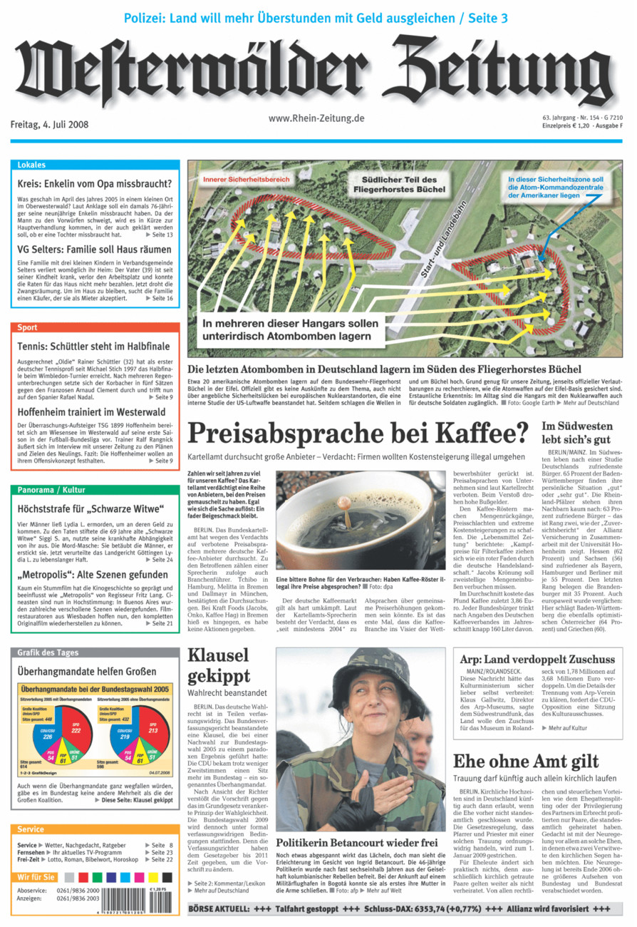 Westerwälder Zeitung vom Freitag, 04.07.2008