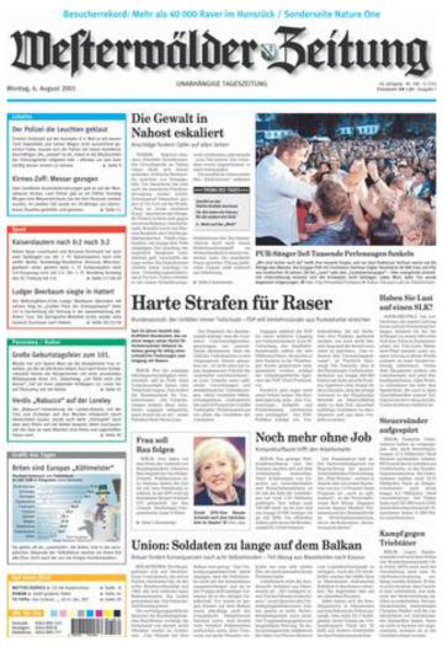 Westerwälder Zeitung vom Montag, 06.08.2001