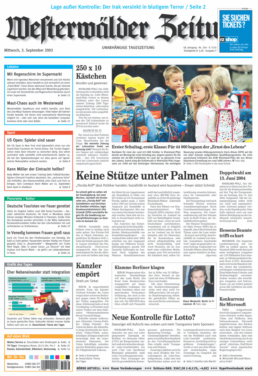 Westerwälder Zeitung vom Mittwoch, 03.09.2003