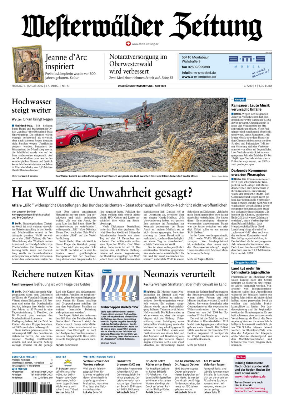 Westerwälder Zeitung vom Freitag, 06.01.2012