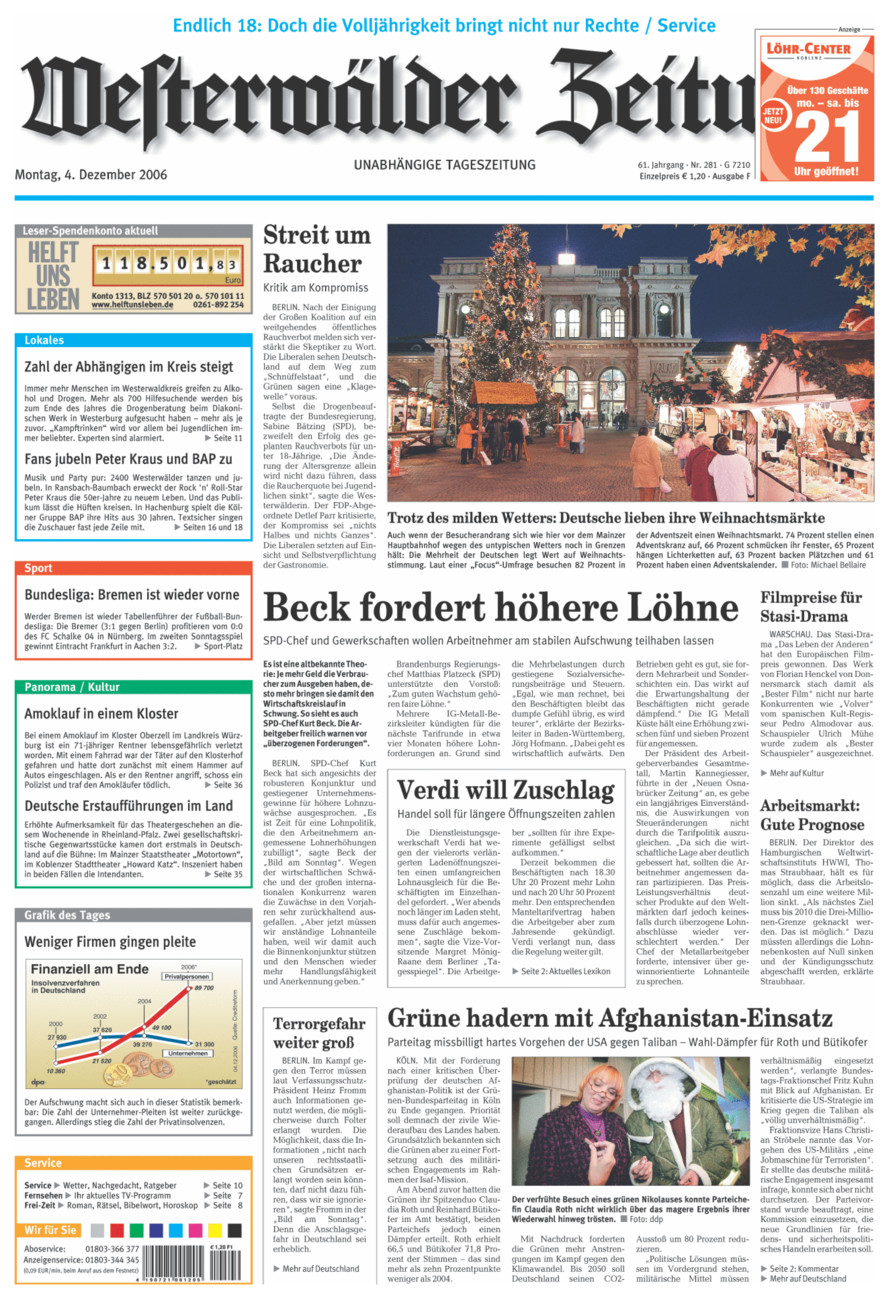Westerwälder Zeitung vom Montag, 04.12.2006