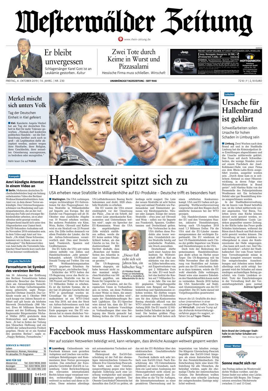 Westerwälder Zeitung vom Freitag, 04.10.2019