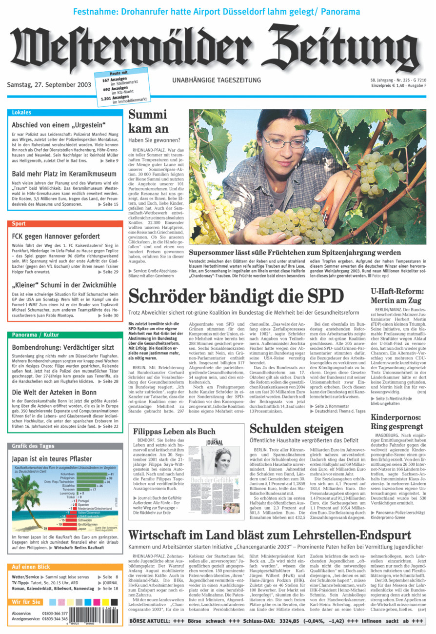 Westerwälder Zeitung vom Samstag, 27.09.2003