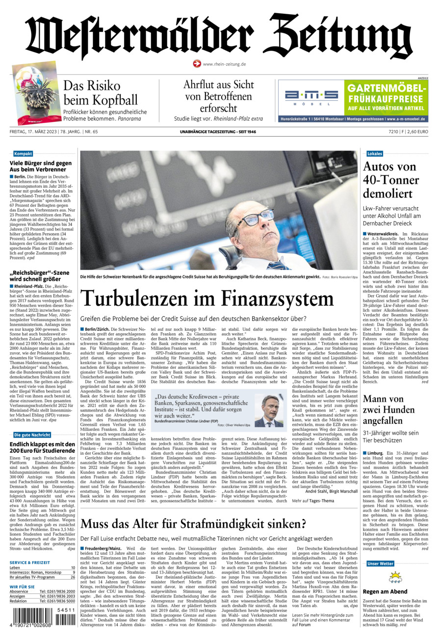 Westerwälder Zeitung vom Freitag, 17.03.2023