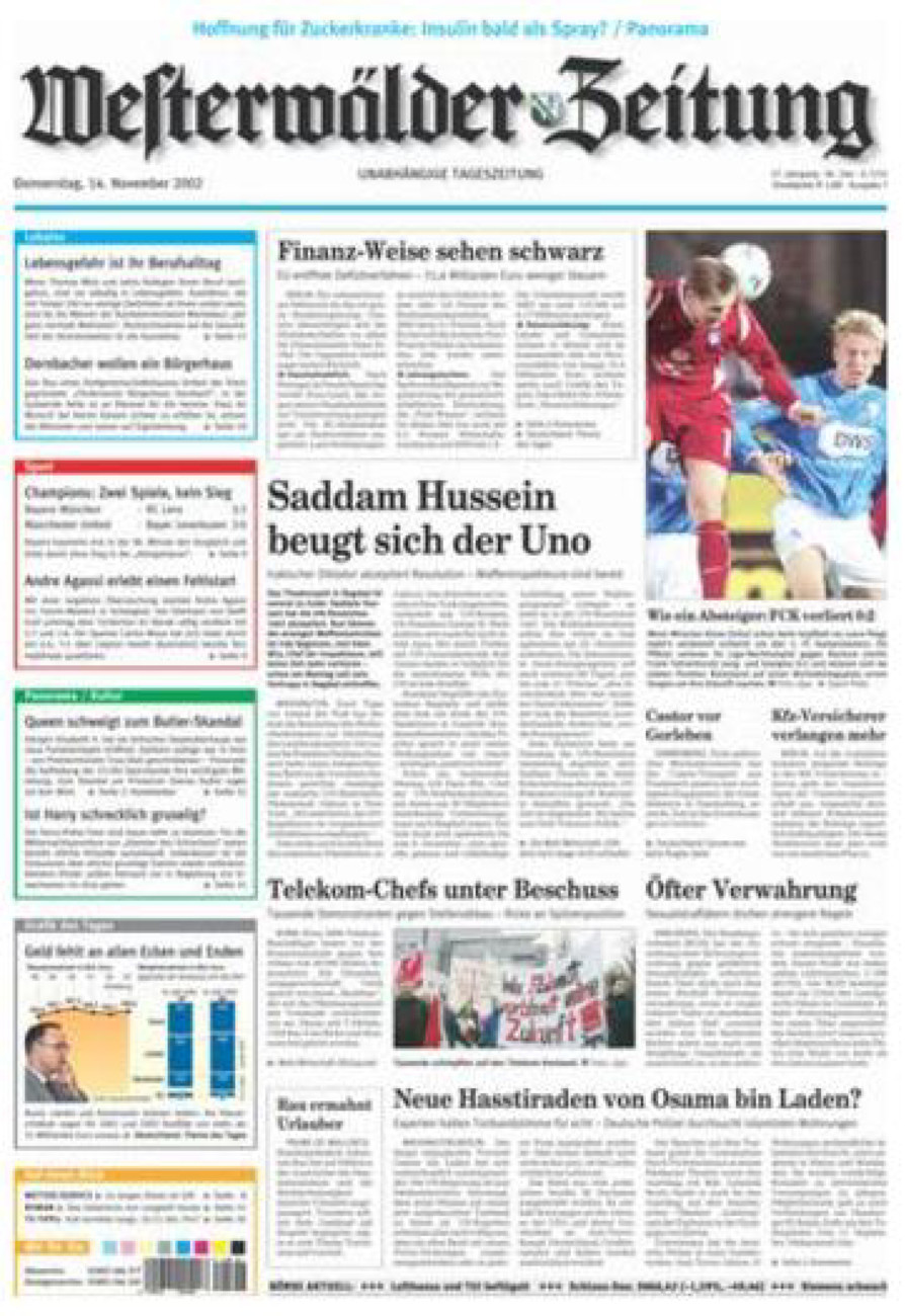 Westerwälder Zeitung vom Donnerstag, 14.11.2002